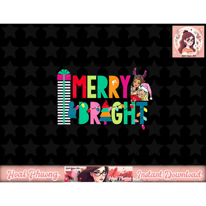 Barbie - Christmas - Merry & Bright png, sublimation copy.jpg