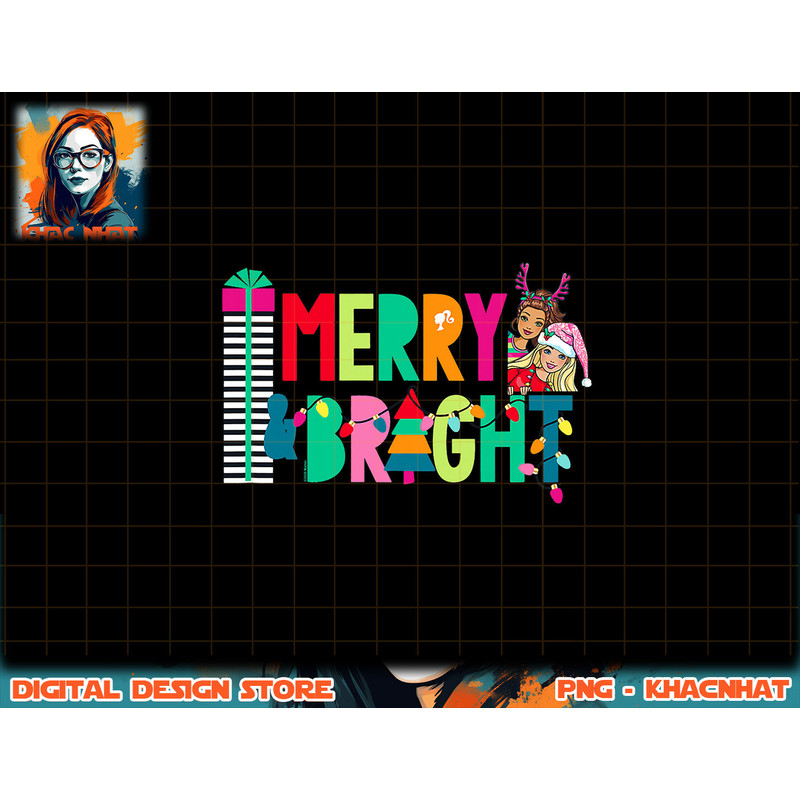 Barbie - Christmas - Merry & Bright png, sublimation copy.jpg