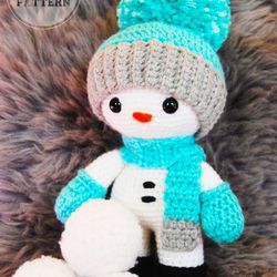 DOLL PATTERNSINTERMEDIATE Snowman with Scarf and Hat Crochet PDF Pattern