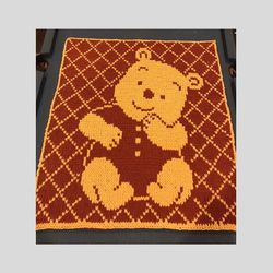 Loop yarn Finger knitted Baby Bear blanket pattern PDF Download