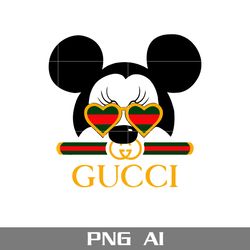 mickey wears glasses gucci heart png, disney gucci png, gucci logo png, mickey fashion brand png, ai digital file