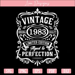 40th birthday svg, vintage 1983 svg, 1983 aged to perfection, aged to perfection svg