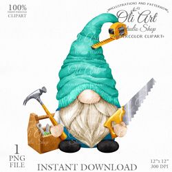 Carpenter gnome PNG, Instant Download. Digital Download. OliArtStudioShop
