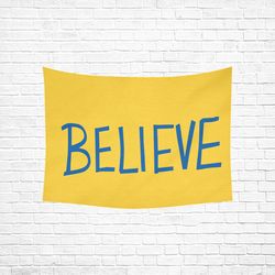 Believe Sign Wall Tapestry, Cotton Linen Wall Hanging