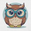 Cute Owl Wearing Glasses Embroidery Design Download Embroidery Design Pattern (3).jpg