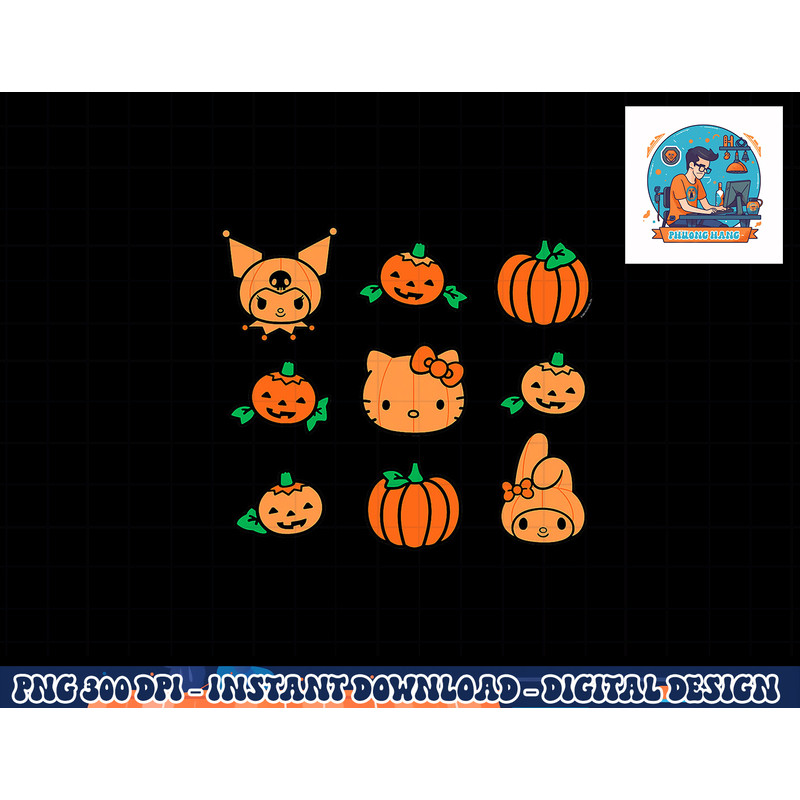 Hello Kitty My Melody Kuromi Pumpkins Halloween png, sublimation copy.jpg