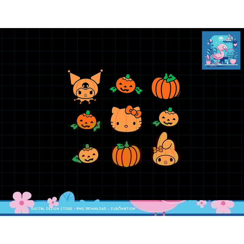 Hello Kitty My Melody Kuromi Pumpkins Halloween png, sublimation copy.jpg