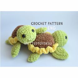 crochet pattern turtle watermelon, cute sea turtle plushie crochet pattern birthday gift