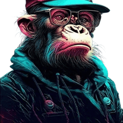 Futuristic Monkey in Clothing and Baseball Cap - Digital Art Style