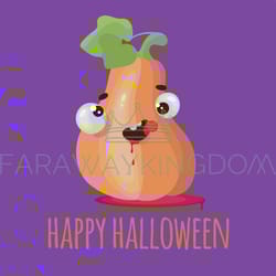 pumpkin halloween flat design cartoon vector illustration set