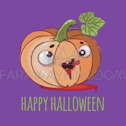 PUMPKIN LOOK Halloween Funny Cartoon Vector Illustration Set