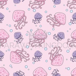 purple jellyfish ocean seamless pattern vector illustration