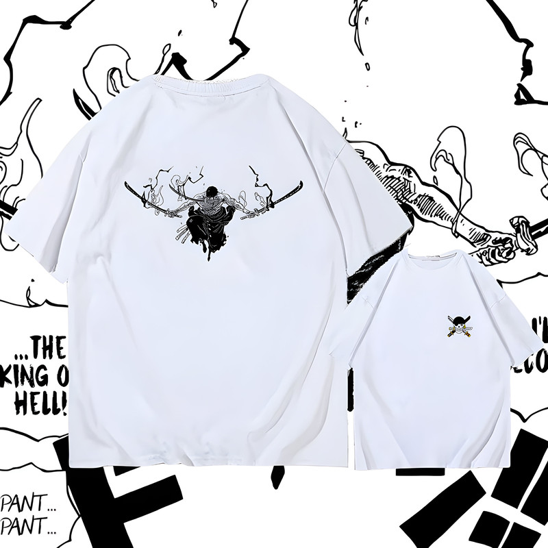 Roronoa Zoro 'King of Hell' Printed T-Shirt  King of The Pirates T-Shirt  Pirate Anime T-Shirt  Anime Swordsman T-Shirt  Manga Printed - 2.jpg
