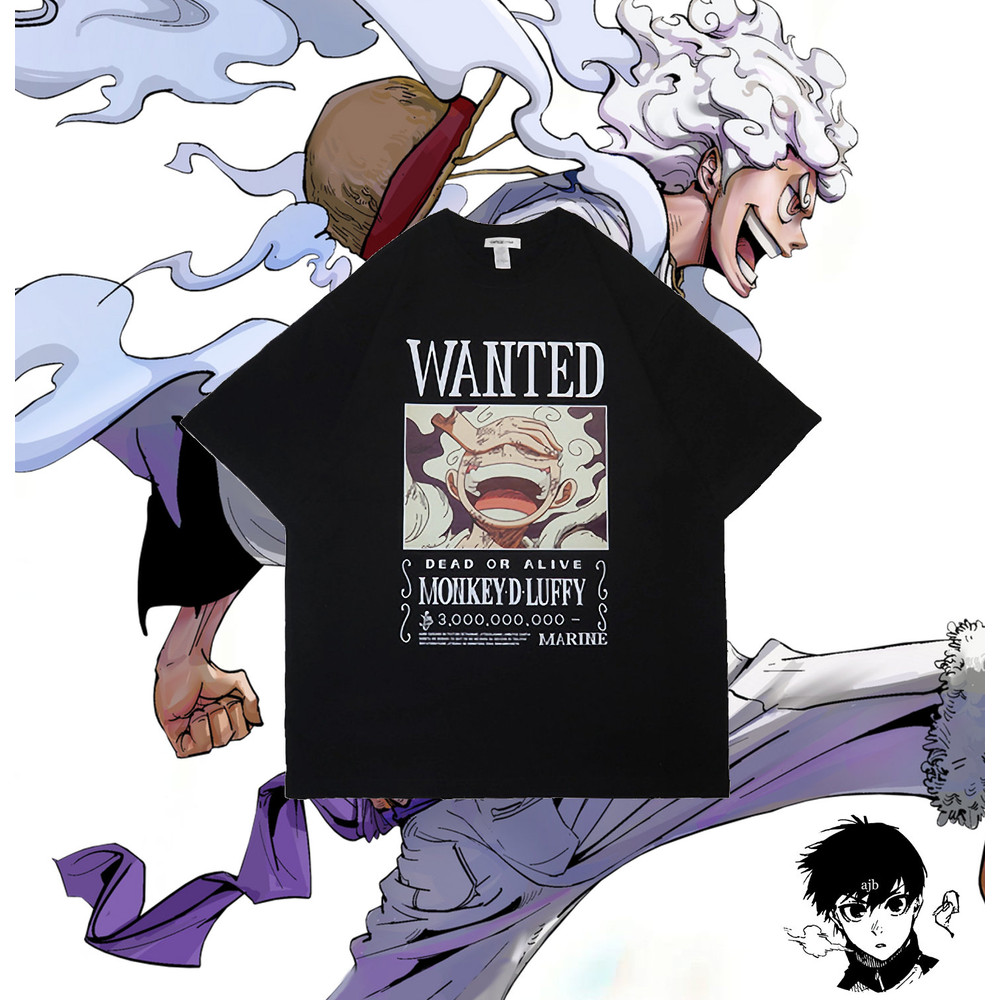 Luffy Wanted Poster Printed T-Shirt King of The Pirates T-Shirt Pirate Anime T-Shirt Luffy Gear 5 T-Shirt Sun God Nika T-Shirt - 1.jpg