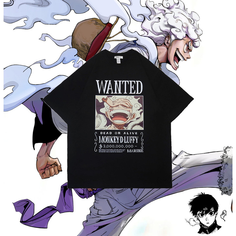 Luffy Wanted Poster Printed T-Shirt King of The Pirates T-Shirt Pirate Anime T-Shirt Luffy Gear 5 T-Shirt Sun God Nika T-Shirt - 1.jpg