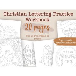 christian lettering workbook for procreate | lettering practice workbook | lettering procreate brushes | hand lettering