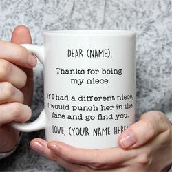niece mug, niece gift, personalized niece mug, custom made niece gift, funny birthday gift for niece, present for nieces