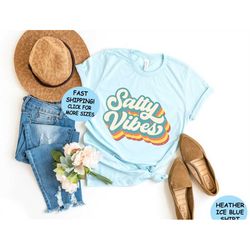 retro salty vibes shirt, retro vintage summer tee, summer beach shirt, retro summer camping shirt, summer trip tee, beac