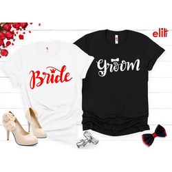 bride groom shirt, wifey and hubby shirt, honeymoon t-shirt, wedding shirt, bridal party t-shirts, couple shirts, husban