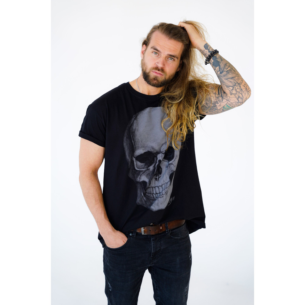 Cool Punk Biker T-Shirt for Men with Skull print grey, HALLOWEEN Size S-XXXXXL - 3.jpg