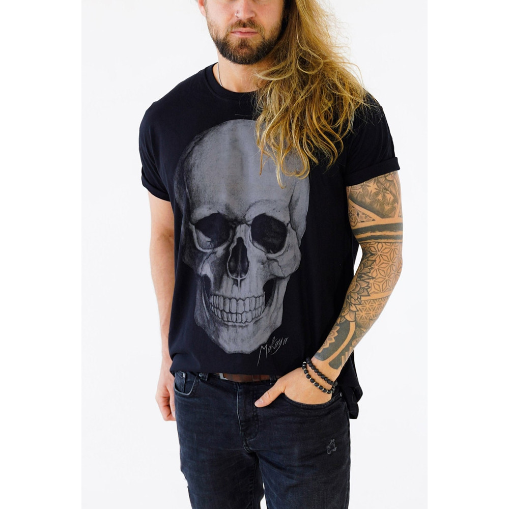 Cool Punk Biker T-Shirt for Men with Skull print grey, HALLOWEEN Size S-XXXXXL - 4.jpg