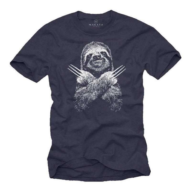 Makaya Funny Animal T-Shirt for Men - Cool Sloth Gift Blue S-XXXXXL - 1.jpg