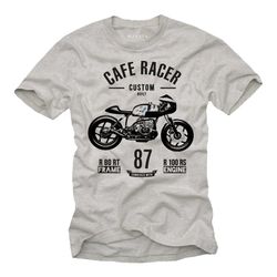 MAKAYA Biker T-Shirt for Men - R80 Custom Cafe Racer Tee Vintage Motorcycle Accessories Gift Light-Gray S-XXXXXL