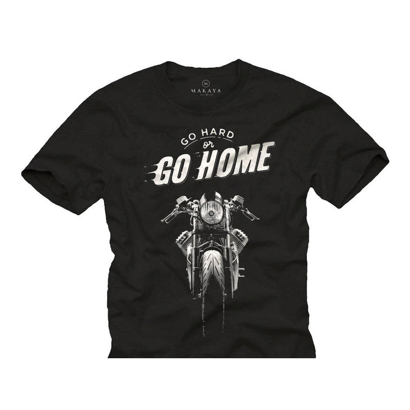 Motorcycle Gifts for him - Vintage Biker Tshirt GO HARD Moto Engine black S-XXXXXL - 1.jpg