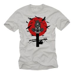 manga mens shirt for animefans with print in red and black, light grey, s-xxxxxl