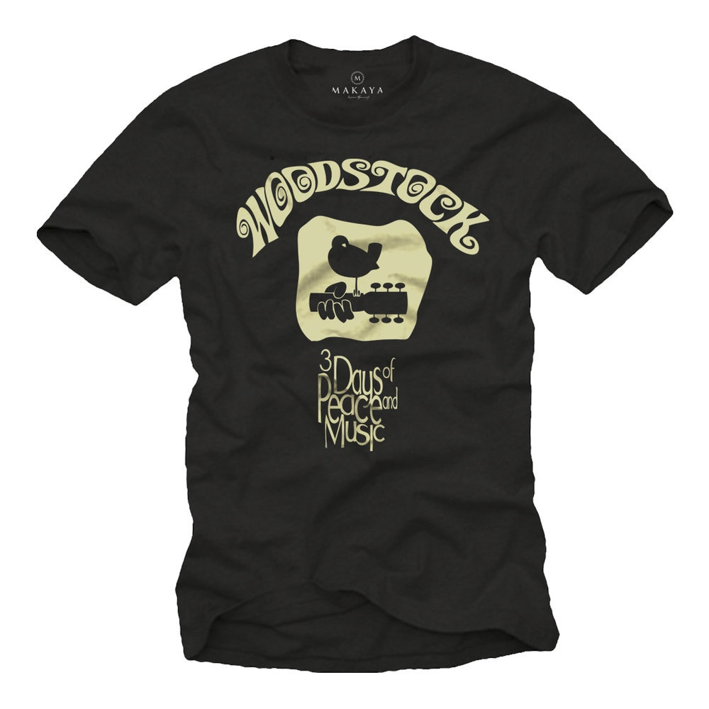 Mens Hippie Vintage T-Shirt black for Music Fans Woodstock S-XXXXXL - 1.jpg