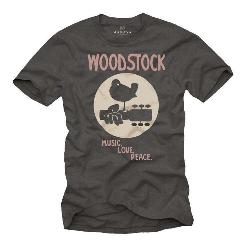 Music Gift for Men - Vitnage Woodstock T-Shirt 60s 70s Tee Shirt Guitar grey Size S-XXXXXL - 1.jpg