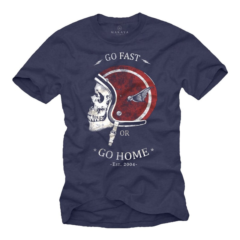 Vintage Motorcycle Helmet Tee Shirt for men - Go Fast - Skull Biker Tshirts black S-XXXXXL - 4.jpg