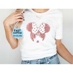 disney glitter minnie castle shirt, disneyworld shirt, minnie ear tee, disney castle trip shirt, disney shirt for women,