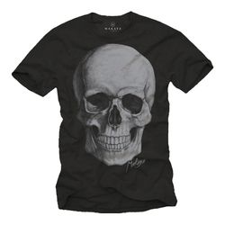 cool punk biker t-shirt for men with skull print grey, halloween size s-xxxxxl
