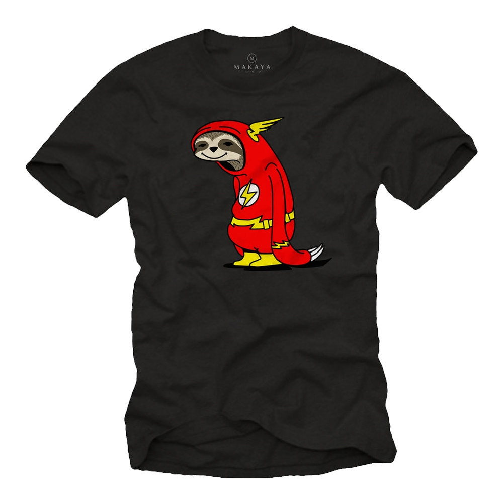 Funny men's T-shirt with print, flash sloth, blue, cool nerd gift for him - large sizes, round neck, S - 5XL - 4.jpg