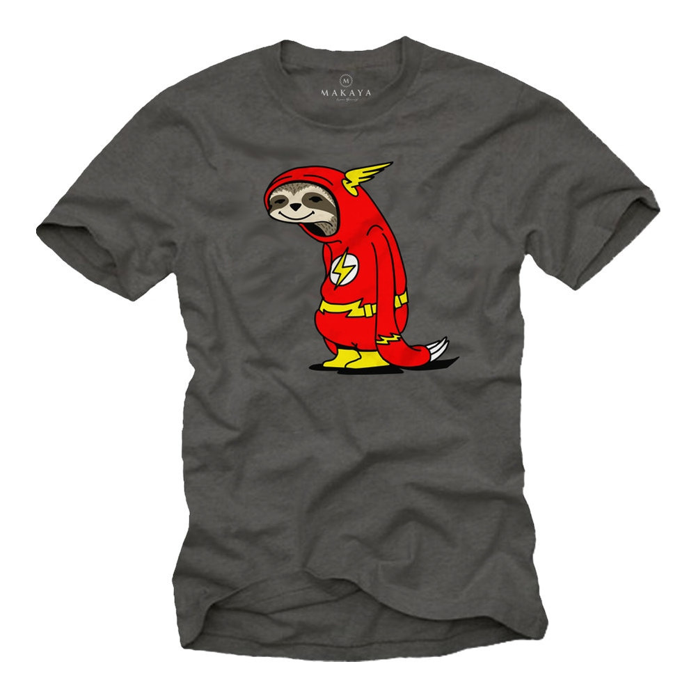 Funny men's T-shirt with print, flash sloth, blue, cool nerd gift for him - large sizes, round neck, S - 5XL - 5.jpg