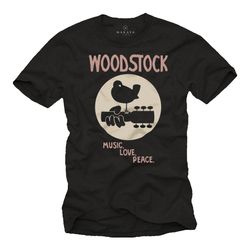 Makaya Mens Vintage Music T-Shirt - Woodstock Black S-XXXXXL