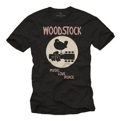 makaya mens vintage music t-shirt - woodstock black s-xxxxxl
