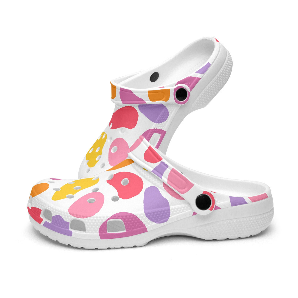 Unisex CrocClogs Splash Pastel Abstract Stones Patterns Retro 1980s Pink Color Groovy Vibes Peace hippie 80s geometric Retro Print Peace.jpg