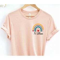 customized name teacher shirt, teacher rainbow personalized sweatshirt, custom teacher sweatshirt, teacher gifts, person