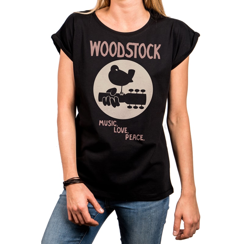Womens Tshirt 60s 70s Hippie Print Tee Shirt - Woodstock Guitar Music Top - Funny Gifts for Music Lovers - 2.jpg