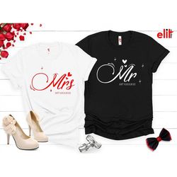 mr and mrs heart couples shirt, wifey and hubby shirt, honeymoon t-shirt, wedding shirt, bridal party t-shirts, husband