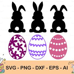 bunny svg – easter bunny svg – easter bunnies svg – rabbit easter svg – easter egg svg – three bunnies svg – eps png dxf