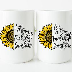 funny personalized morning mug "i'm a ray of fucking sunshine"