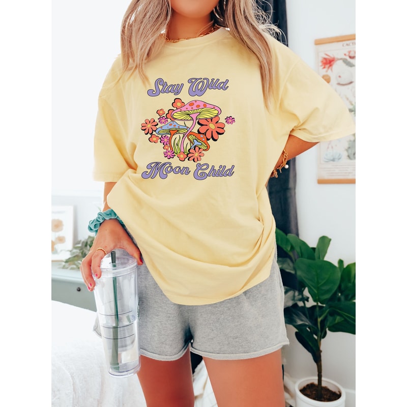 Stay Wild Moon Child Shirt, Mushroom Forest Shirt, Cottagecore Shirt, Goblincore Sweatshirt, Trendy Mushroom Tee, Cute Mushroom Shirts, Gift - 2.jpg