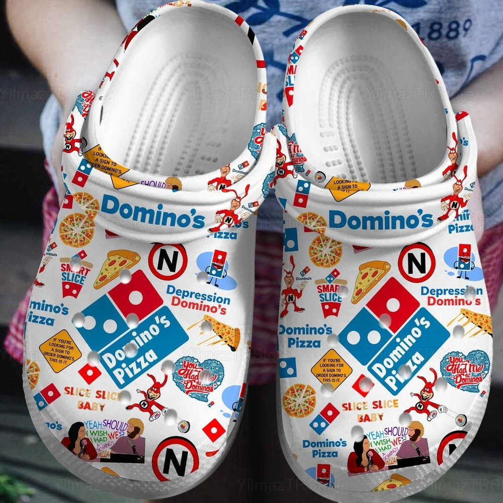 Domino's Pizza Crocs, Domino'S Pizza Food, Domino's Cute Clogs, Women Men Crocs, Beach Shoe Charm, Sandals Clog, Summer For Clogs.jpg