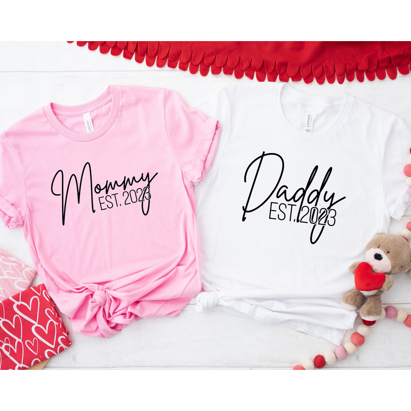Daddy Est 2023 Mommy East 2023,Promoted To Be Family Tee,Pregnancy Announcement Tshirt,Mom To Be Shirt,Funny Pregnancy Tee,Baby Reveal Shirt - 2.jpg