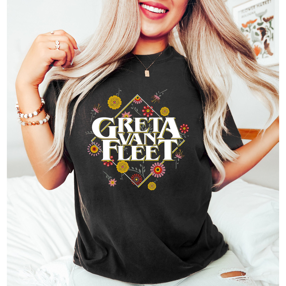 Floral Greta Van Fleet Shirt, Retro Musical Shirt, Boho Vintage Musician Shirt, Van Fleet Merch, Retro Greta Van Fleet Tshirt, Dream In Gold - 1.jpg