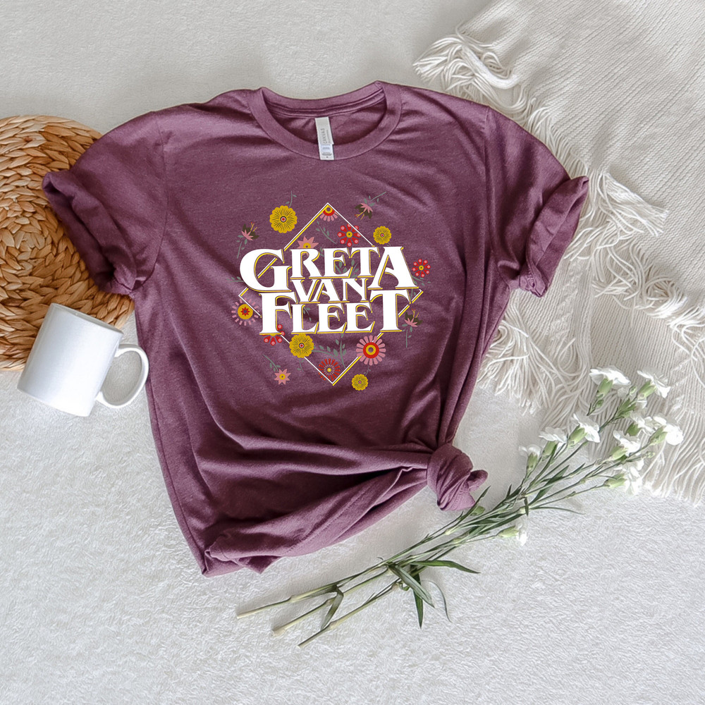 Floral Greta Van Fleet Shirt, Retro Musical Shirt, Boho Vintage Musician Shirt, Van Fleet Merch, Retro Greta Van Fleet Tshirt, Dream In Gold - 3.jpg