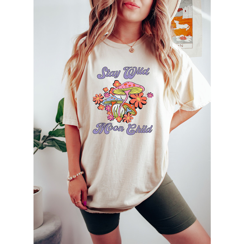 Stay Wild Moon Child Shirt, Mushroom Forest Shirt, Cottagecore Shirt, Goblincore Sweatshirt, Trendy Mushroom Tee, Cute Mushroom Shirts, Gift - 1.jpg